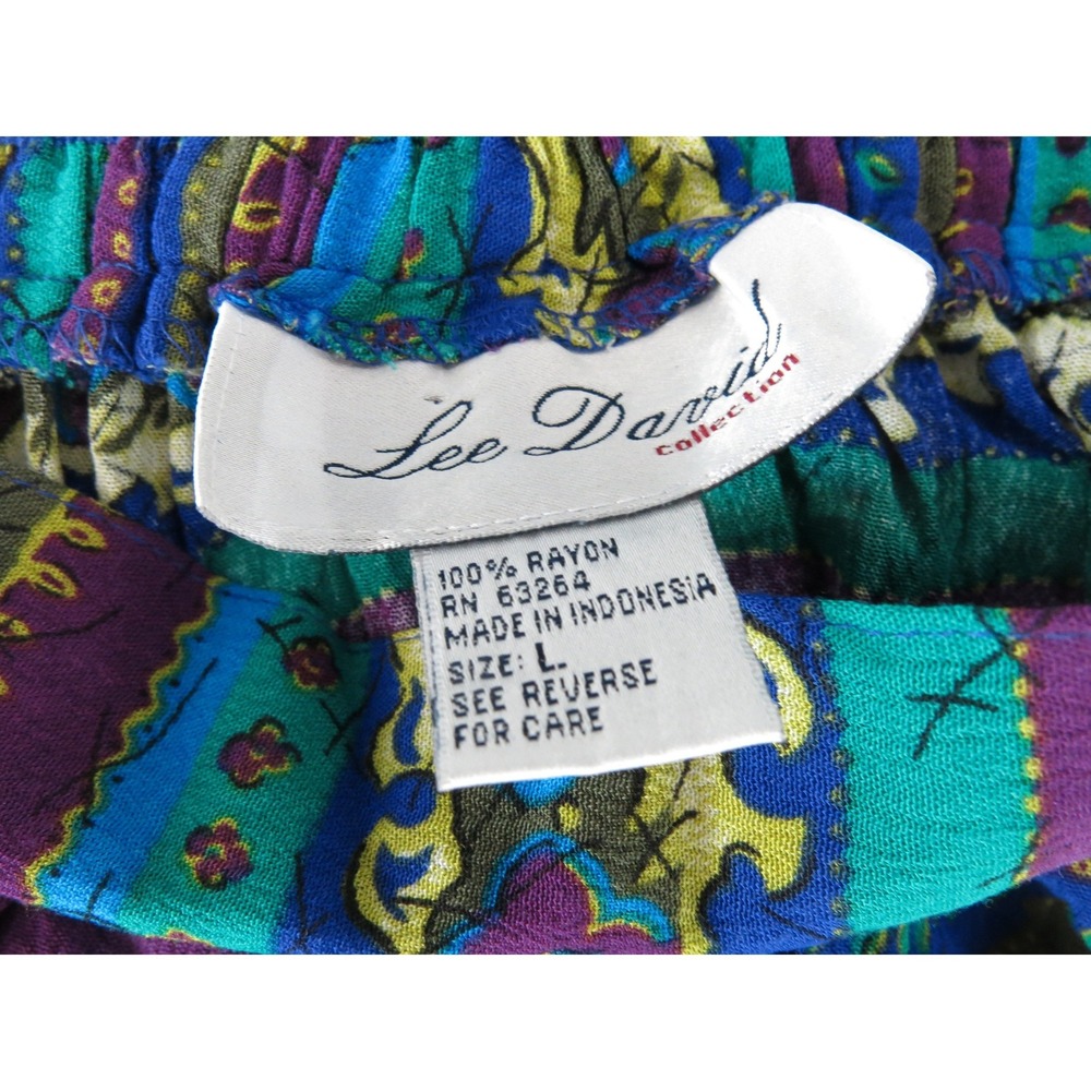 Vintage 90s Lee David Collection Large Rayon Maxi Skirt Floral Stripe Large NWT - Picture 3 of 7